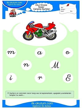 Çocuklar İçin M Sesi Çalışma Sayfaları 